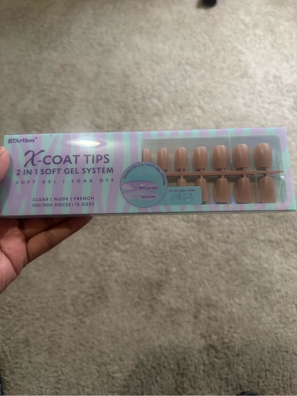 BTARTBOXNAILS X-Coat Tips 2-in-1 Soft Gel Nude Press-On Nails